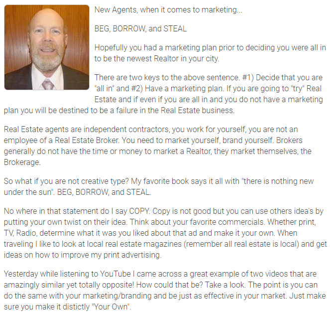 Agent Insights - Marketing Beg Borrow and Steal